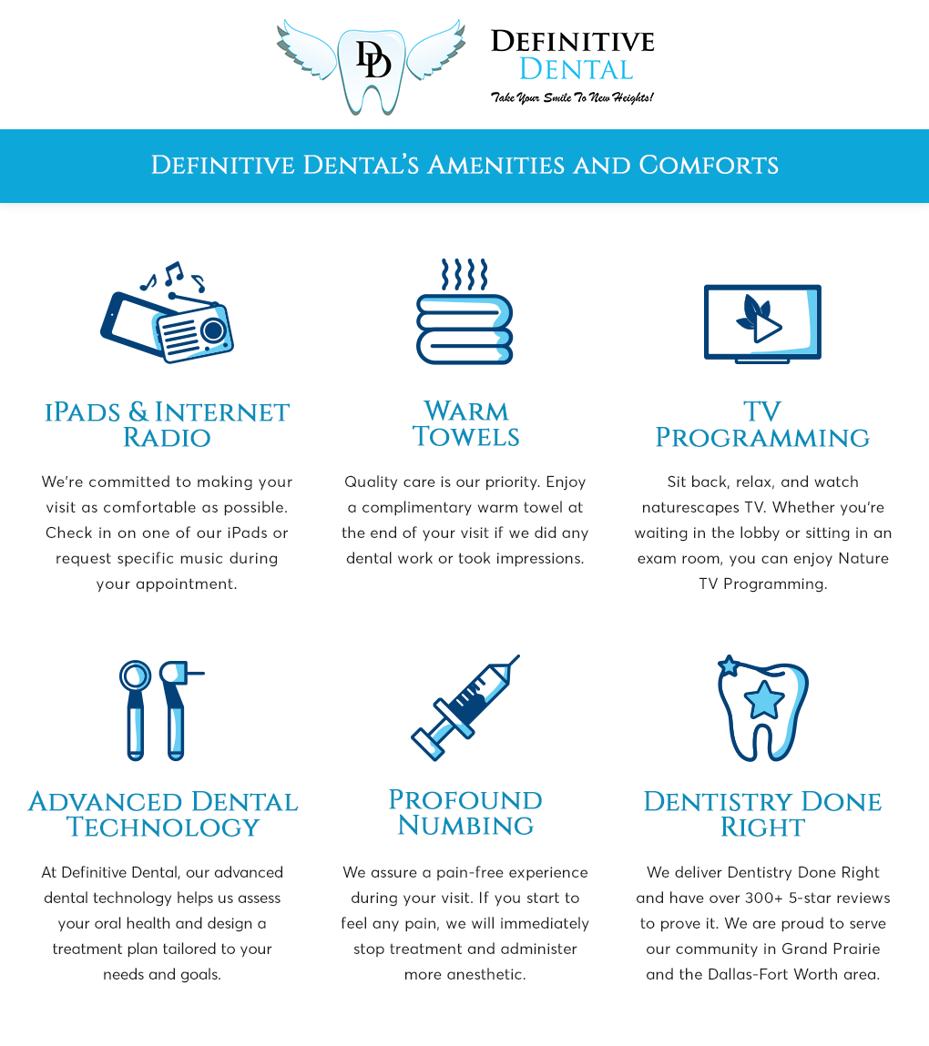 infographic definitive dentals amenities
