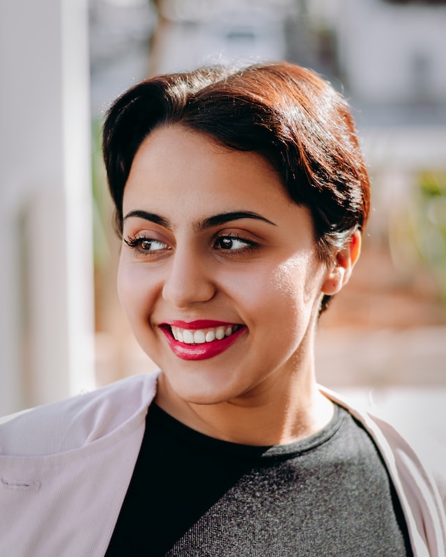 closeup of woman smiling