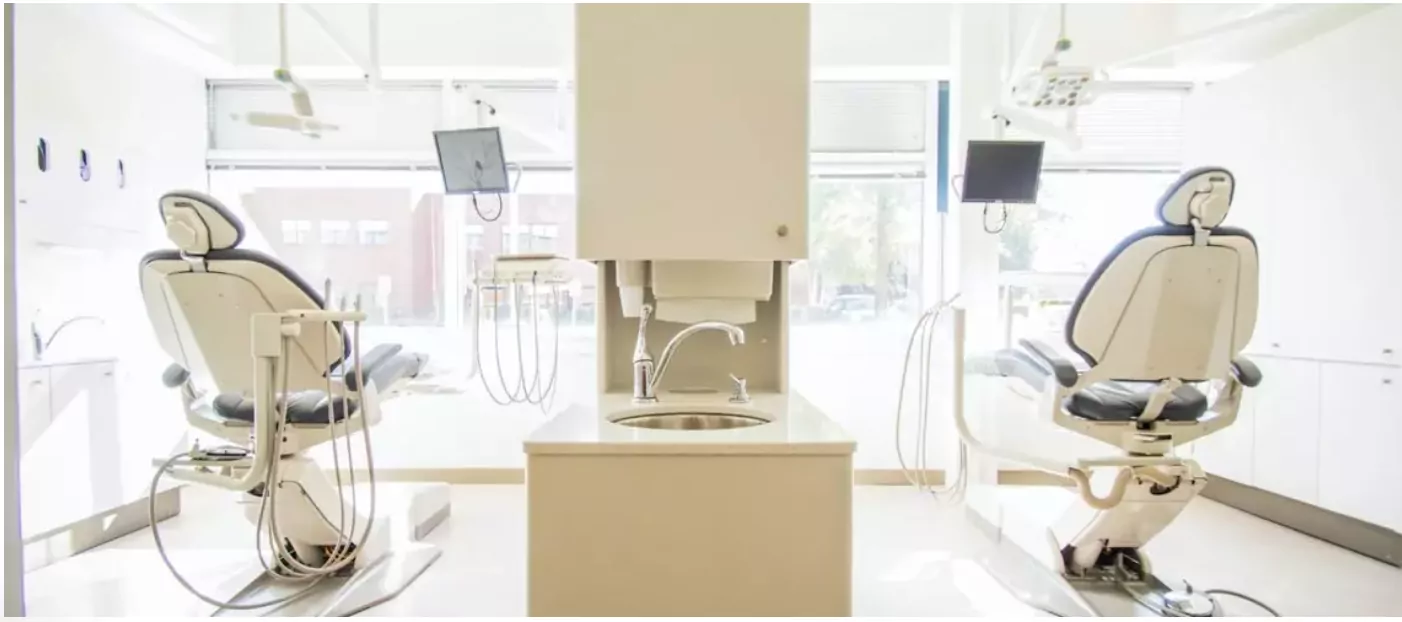 Dental chairs facing a window