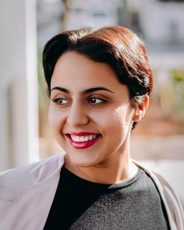 closeup of woman smiling